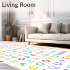 Pastel Alphabet Icons Whimsical Rug