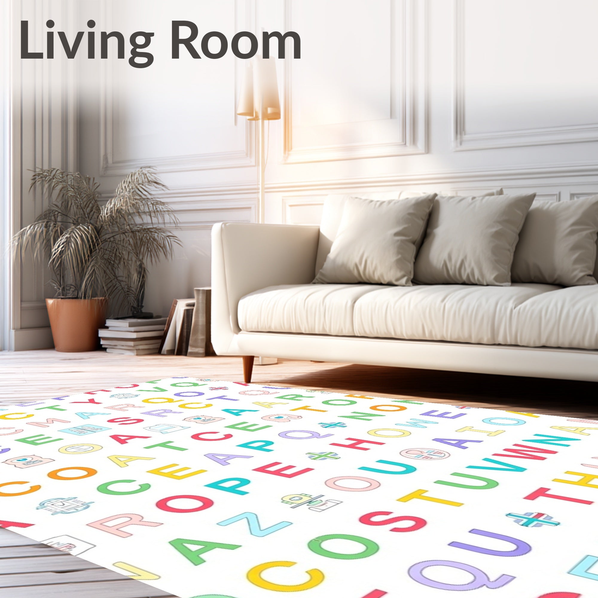 Pastel Alphabet Icons Whimsical Rug