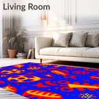Bold Blue Abstract Red Yellow Forms Rug