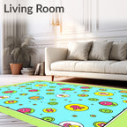 Playful Doodle Characters Scattered Circles Rug