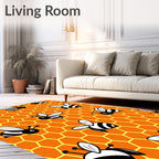 Whimsical Bumblebee Honeycomb Meadow Rug