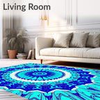 Deep Blue Aqua Mandala Radiance Rug