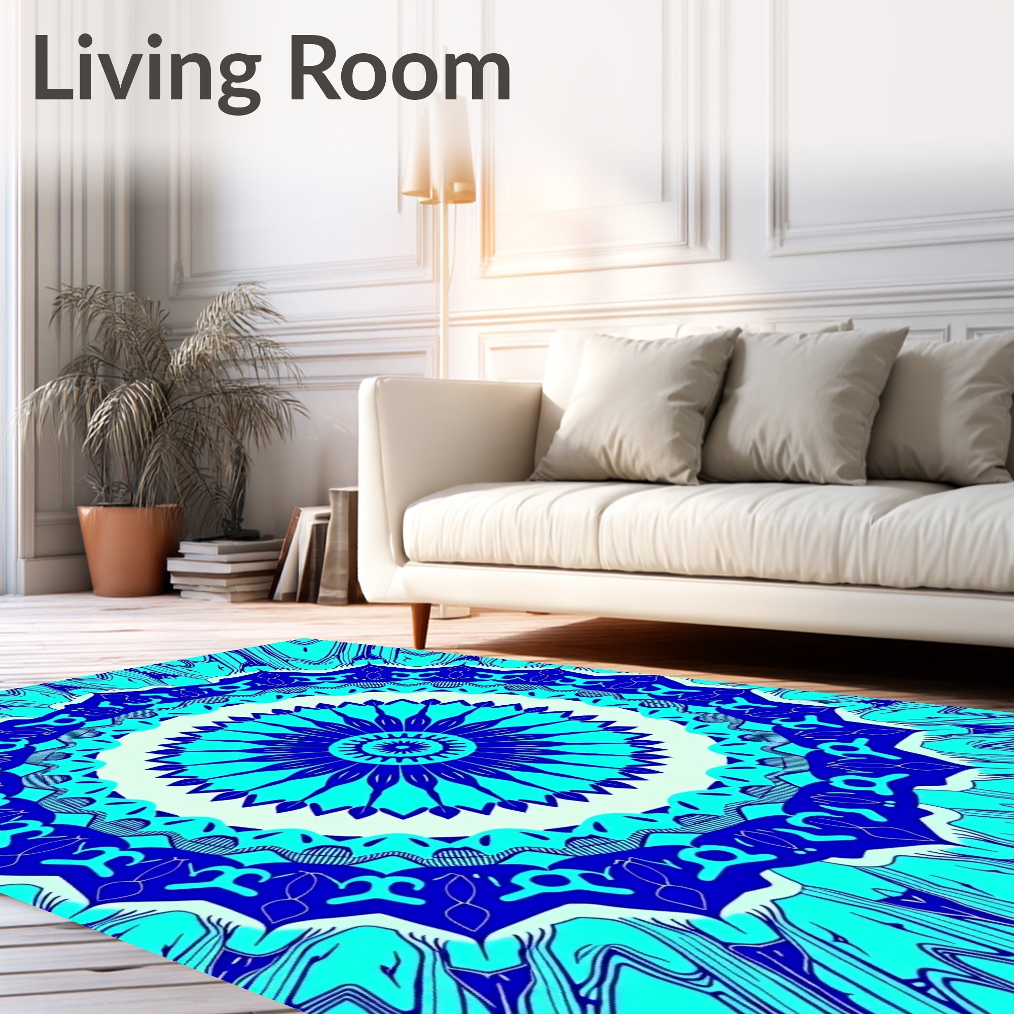 Deep Blue Aqua Mandala Radiance Rug