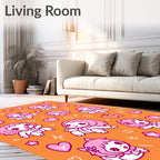 Cute Pink Kawaii Characters Hearts Rug