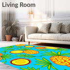 Bright Tropical Pineapple Leaf Swirl Rug