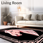 Pink Horse Portrait with Ornate Border Rug