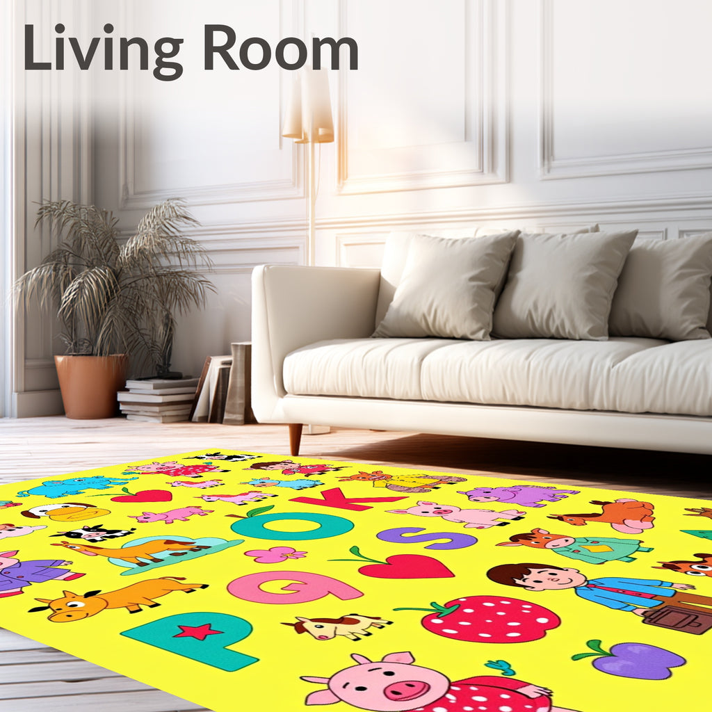 Playful Farm Animals Alphabet Collection Rug