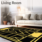 Golden Art Deco Geometric Window Rug