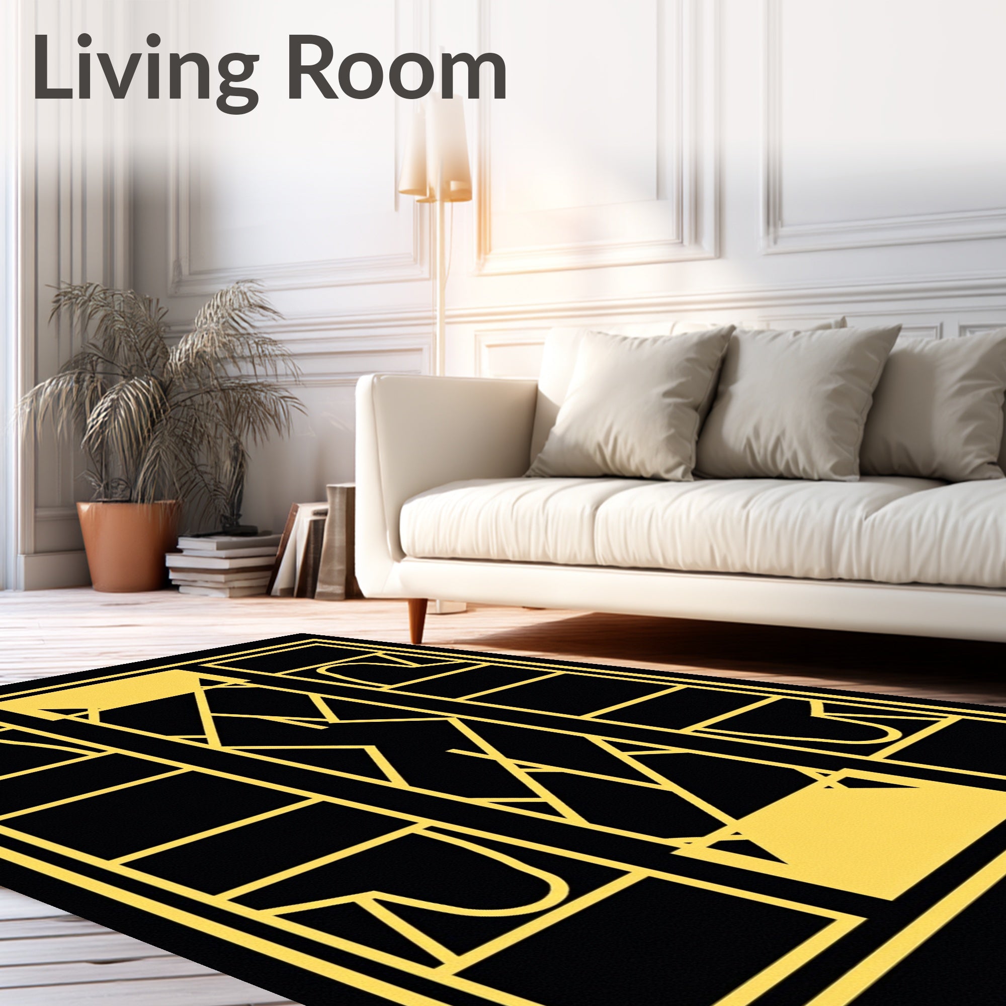 Golden Art Deco Geometric Window Rug