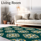 Deep Teal Floral Medallion Rug