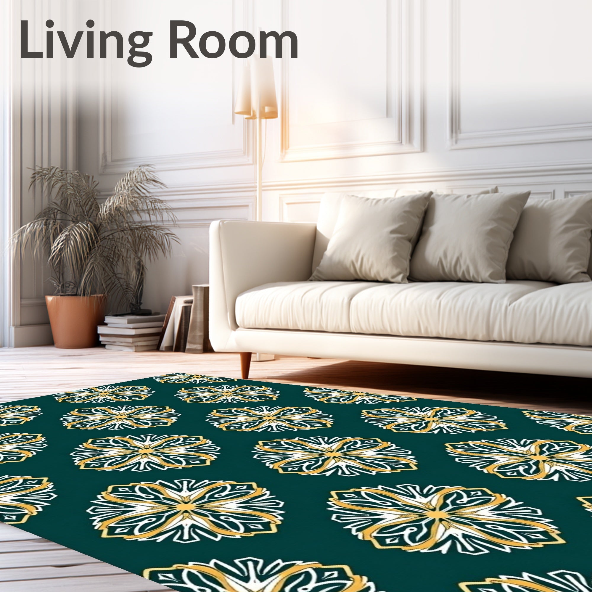 Deep Teal Floral Medallion Rug