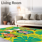 Whimsical Jungle Friends Playful Scene Rug