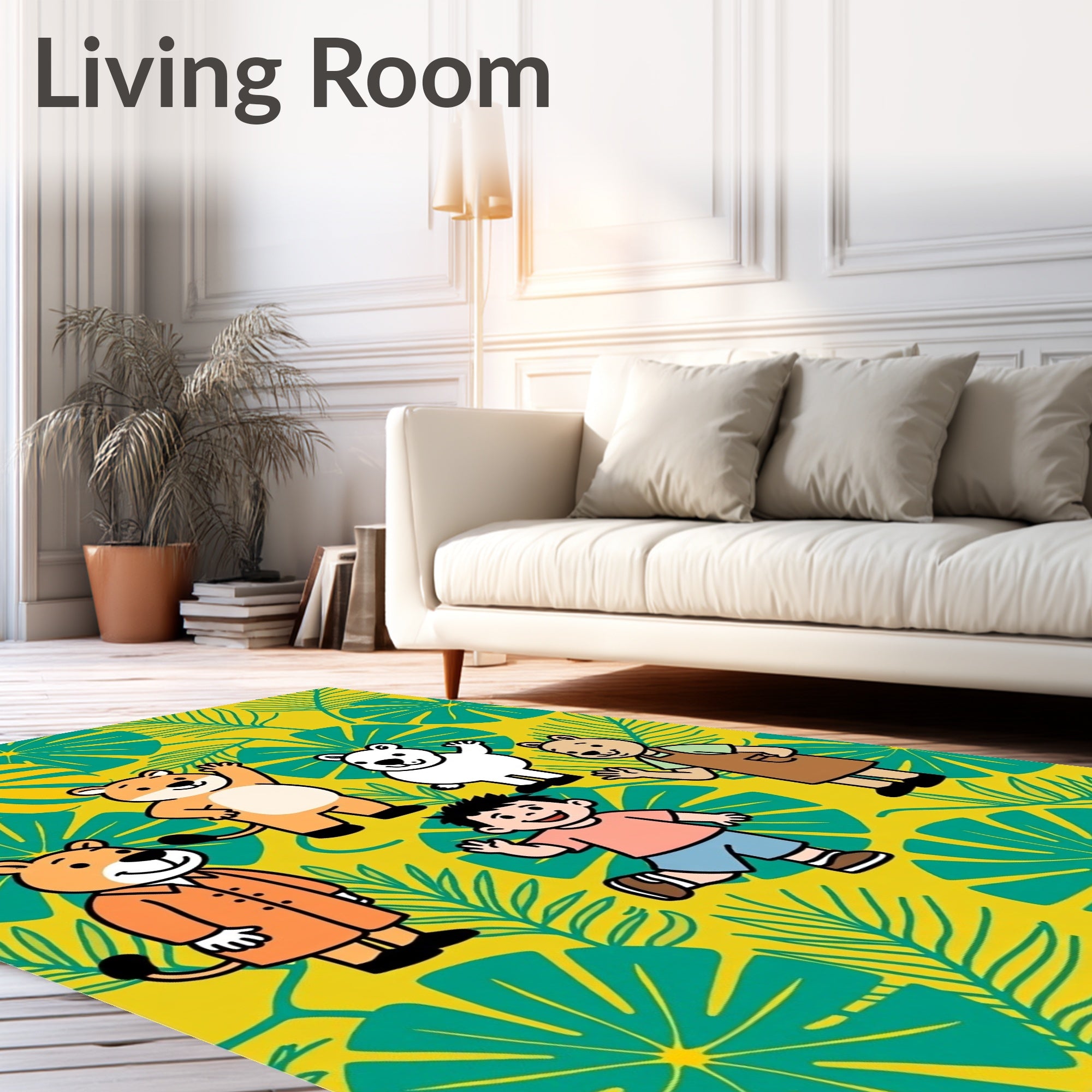 Whimsical Jungle Friends Playful Scene Rug
