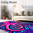 Vibrant Pink Octopus Swirls Rug