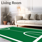 Green Court White Line Graphic Rug