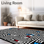 Bold Black and White Alphabet Maze Rug