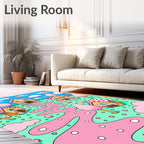 Whimsical Candy Land Houses and Path Rug