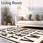 Vintage Serif Alphabet Cream Border Rug