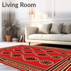Red Ornamental Geometric Medallions Rug