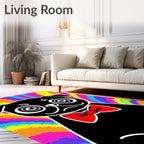 Groovy Black Pug Red Bowtie Rainbow Rug