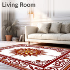Garnet Gold Floral Centerpiece Frame Rug