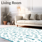 Turquoise Doodle Lantern Starburst Medallion Rug