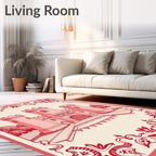 Crimson Castle Bordered Illustration Rug