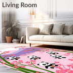 Playful Pandas Cherry Blossom Landscape Rug
