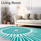 Turquoise White Sunburst Radial Rug