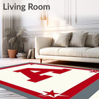 Bold Red Letter A Starry Border Rug