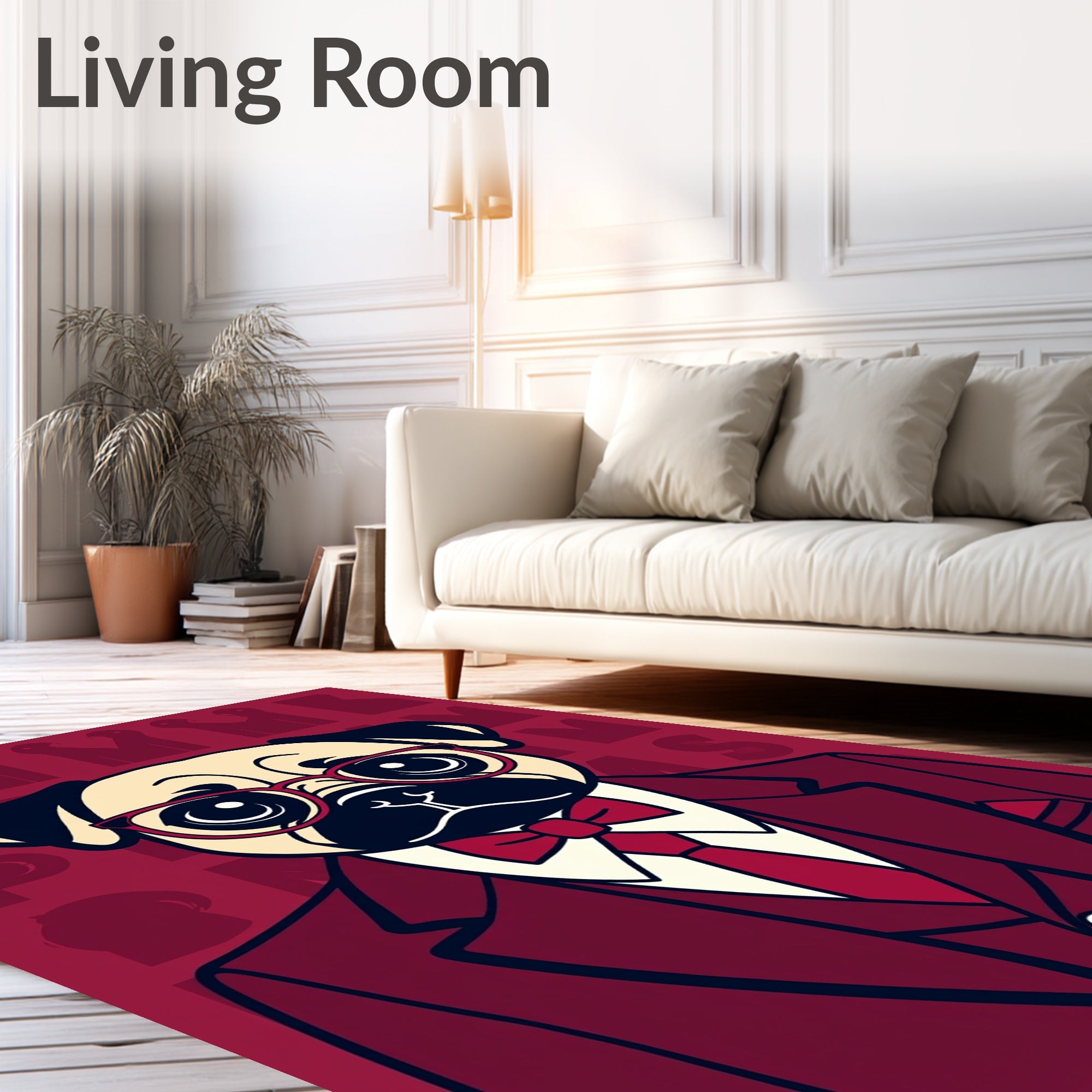 Dapper Pug In A Burgundy Suit Rug