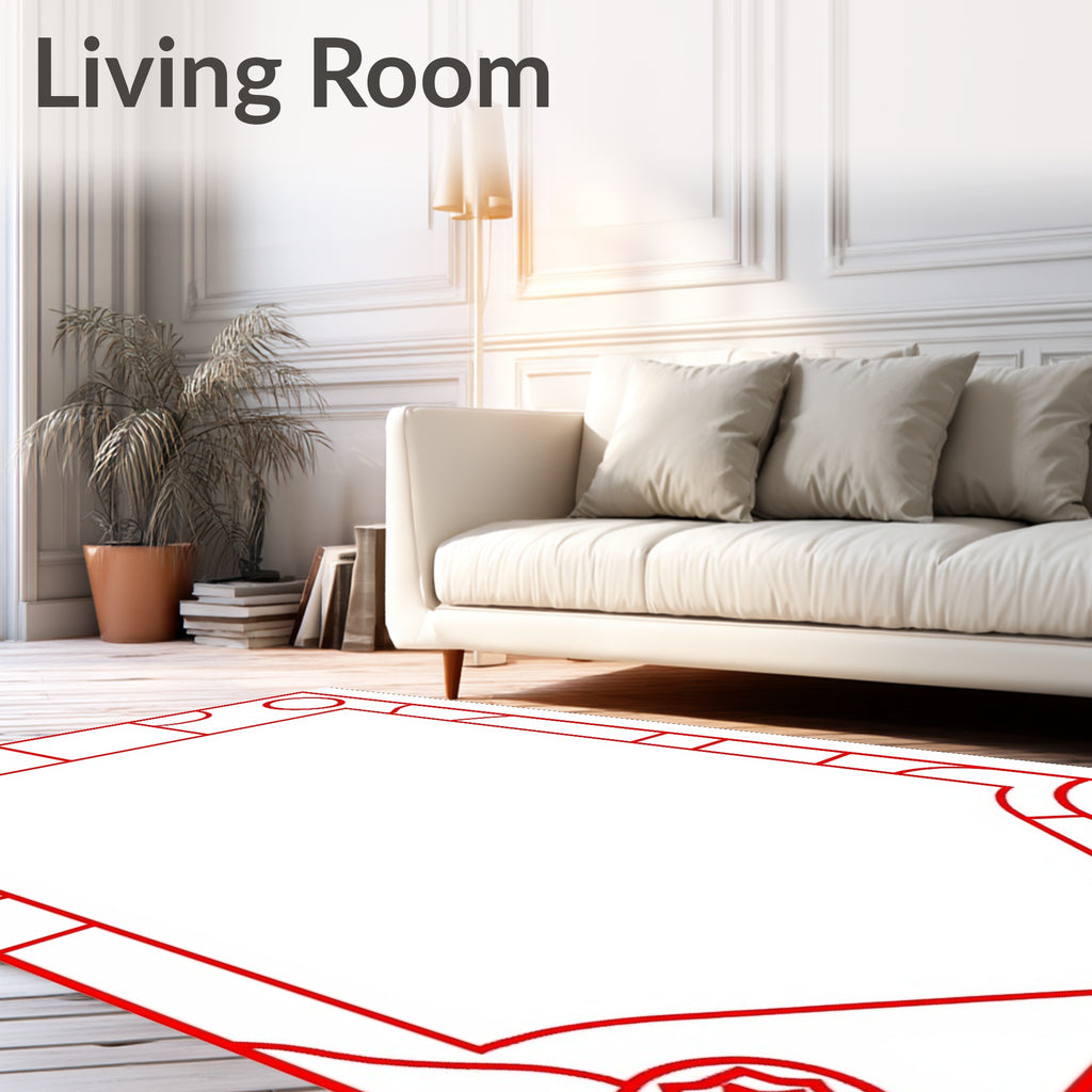Crimson Geometric Octagon Border Rug