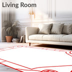 Crimson Geometric Octagon Border Rug