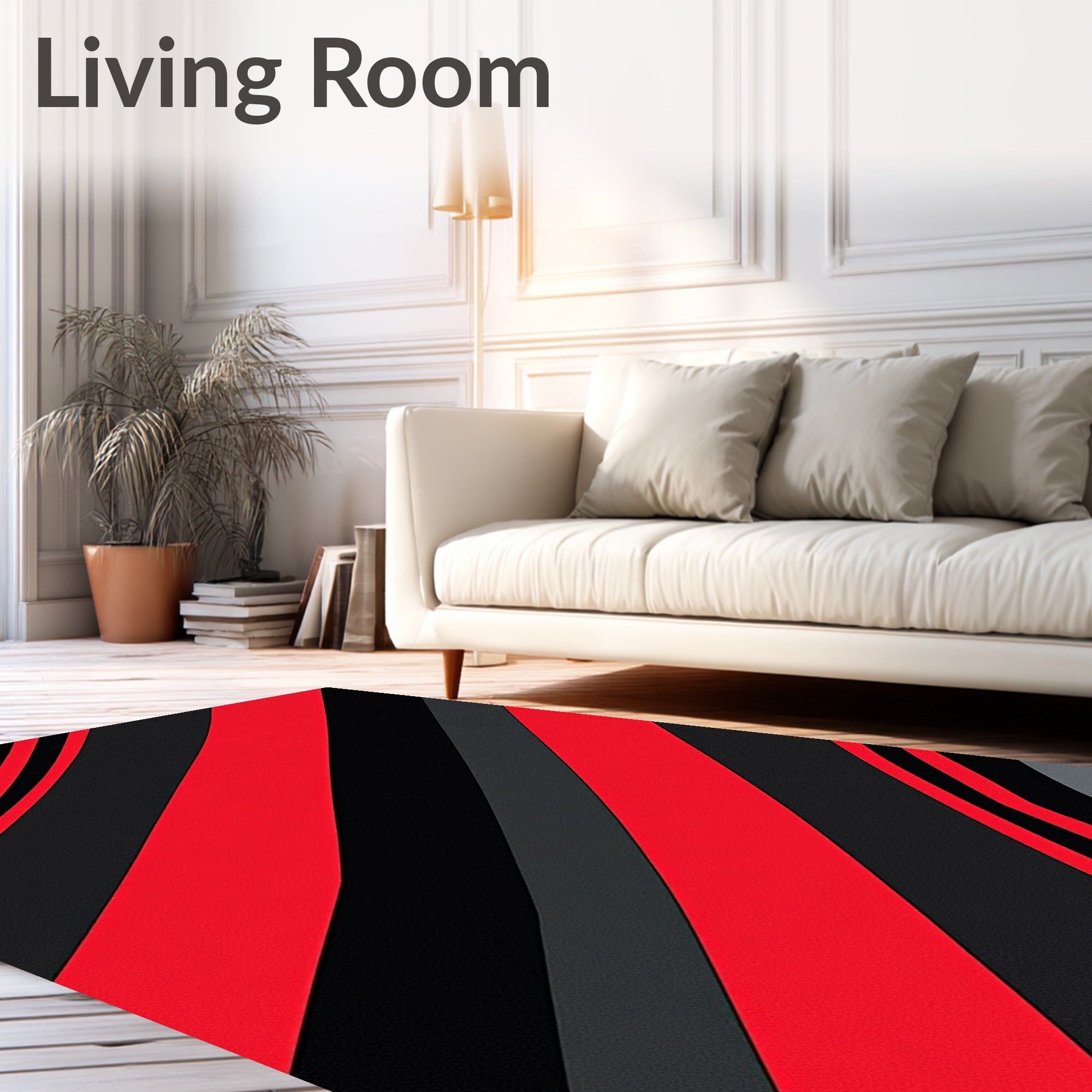 Bold Red Black Gray Stripe Rug