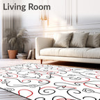 Abstract Red Black Scribble Buds Rug