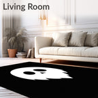 Whimsical White Halloween Skull Rug