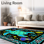 Whimsical Teal Turtle Marine Life Rug