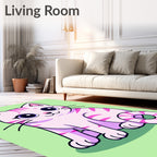 Cute Pink Striped Kitten with Big Eyes Rug