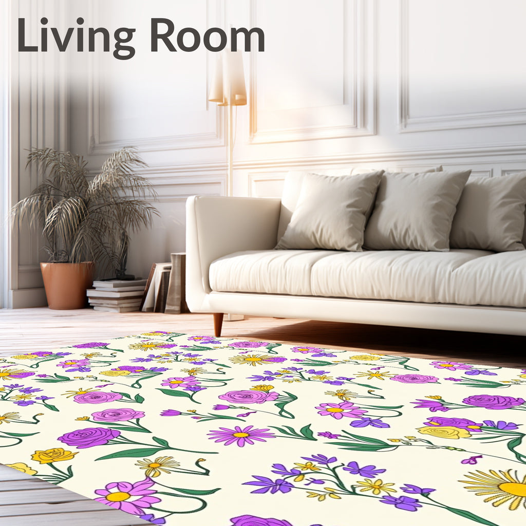 Sweet Purple Floral Garden Bloom Rug