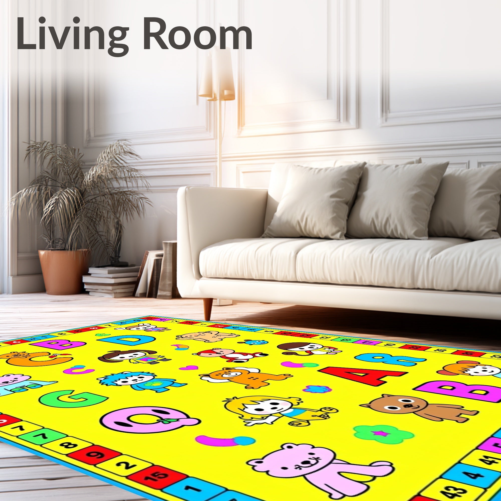 Yellow Alphabet Critters Children's Rug