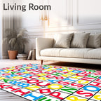 Bold Multicolored Alphabet Grid Rug