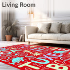 Alphabet Sea Creatures Red Collection Rug