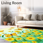 Whimsical Yellow Butterflies Meadow Rug