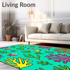 Coral Fish Turquoise Ocean Scene Rug