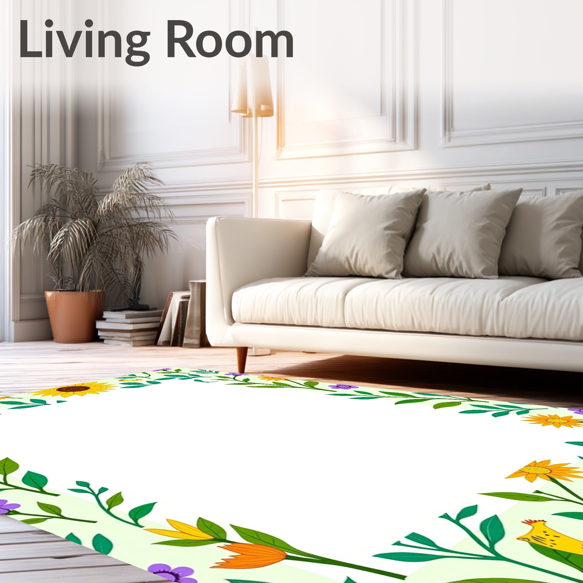 Whimsical Sunflower Garden Chicken Rug