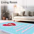Cute Mouse Red Heart Floral Rug