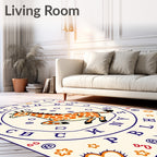 Whimsical Orange Giraffe Alphabet Circle Rug