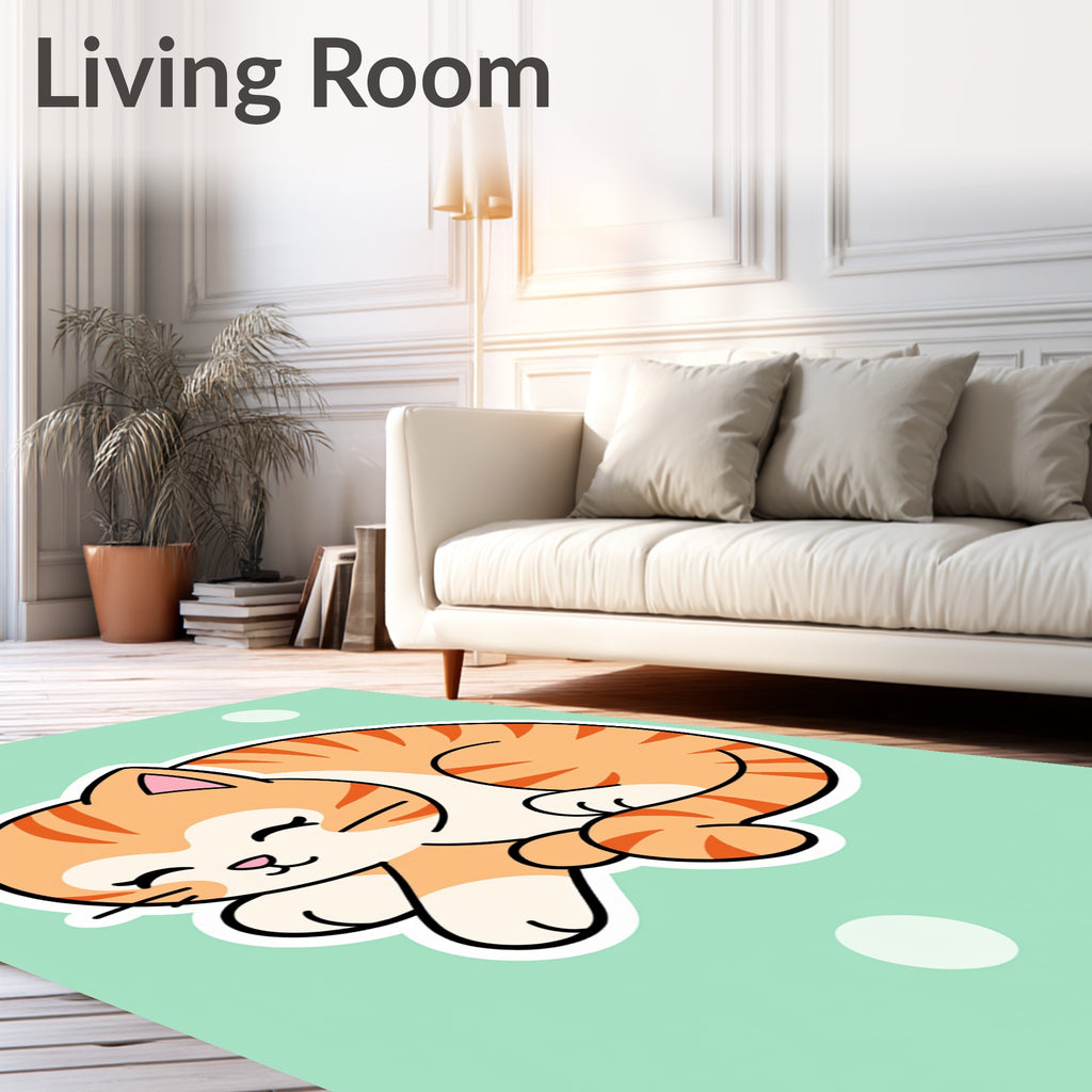 Whimsical Orange Tabby Cat Nap Rug