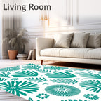 Teal Organic Botanical Collage Rug