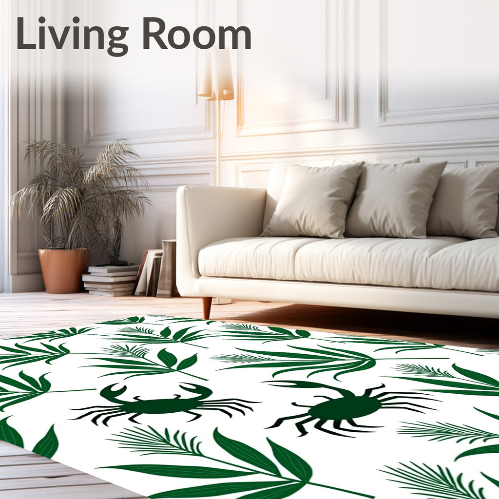 Forest Green Crab Fern Leaf Rug